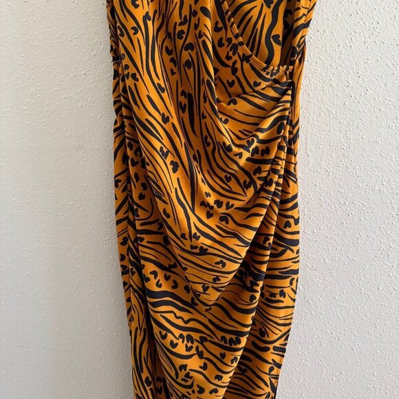 BCBGeneration Women's Tiger Print Pleated Sheath Party Dress Bronze Gold - Picture 6 of 9